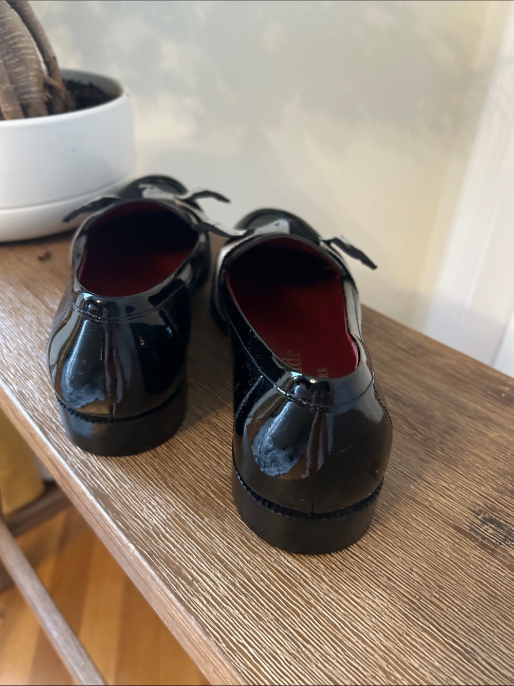kate spade Black Patent Loafers with Striped Grosgrain Bow - Picture 4 of 7